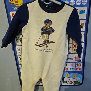 Ralph Lauren Baby Polo Ski Bear Sweatshirt Snap Onsie